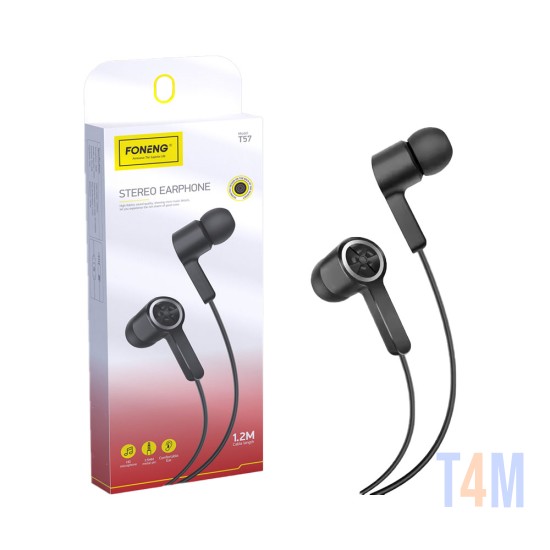 Foneng Wired Earphones T57 with Microphone 3.5mm 1.2M Black